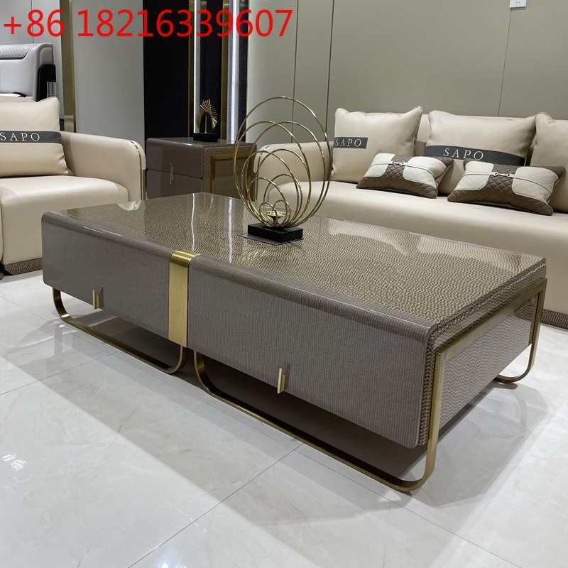 Office Furniture Hong Kong - 軽量高級無垢材ロングコーヒーテーブルコーナーサイズアパートリビング香港風オフィスティーテーブル家具一式