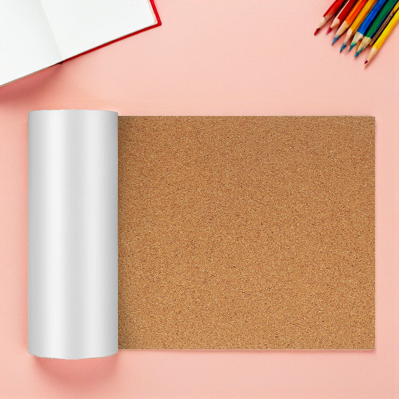 Bulletin Board Cork - 粘着性裏地付きコルクボードロール 120cm x 60cm 自己粘着式掲示板コルクマット 壁装飾