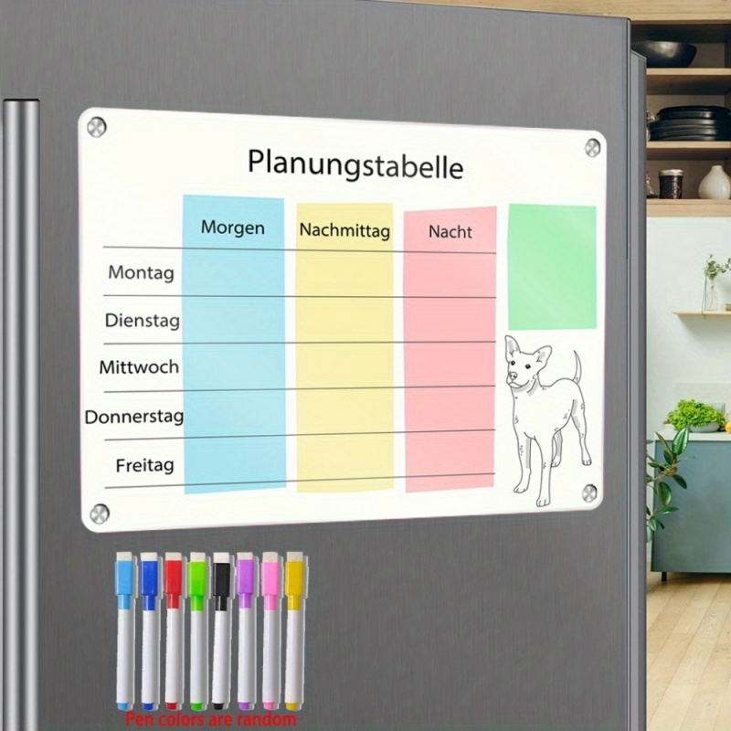 Magnetic Whiteboard Calendar - A3ドイツ製マグネット式プランナー冷蔵庫カレンダーセット、2025年アクリル製マグネット式カレンダー行動プランナー（冷蔵庫、ホワイトボード用）