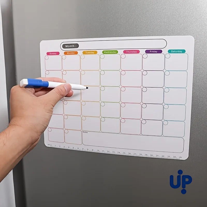 Magnetic Whiteboard Calendar - 冷蔵庫用マグネット、月間・週間プランナー、磁気カレンダーステッカー、ソフトノートメッセージボード