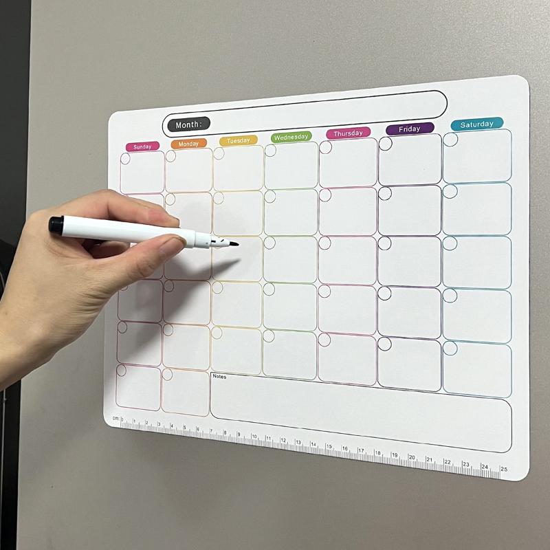 Magnetic Whiteboard Calendar - 📚 磁気冷蔵庫ドライイレースカレンダーマンスリープランナーホワイトボード記録メッセージボードメモパッドキッチン冷蔵庫装飾