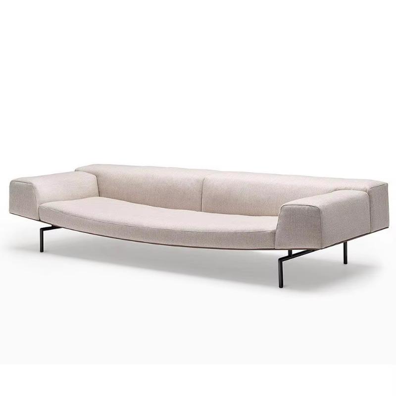 Office Furniture Hong Kong - 北欧モダンシンプルライトラグジュアリーイタリアン香港スタイル3人掛けフローティングコットンリネンファブリックステンレススチールオフィスチェア