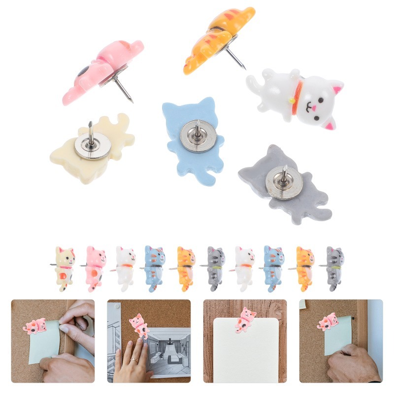 20個入り 可愛い樹脂製猫プッシュピン 装飾用動物型画鋲 コ - Bulletin Board Cork のレビューと価格