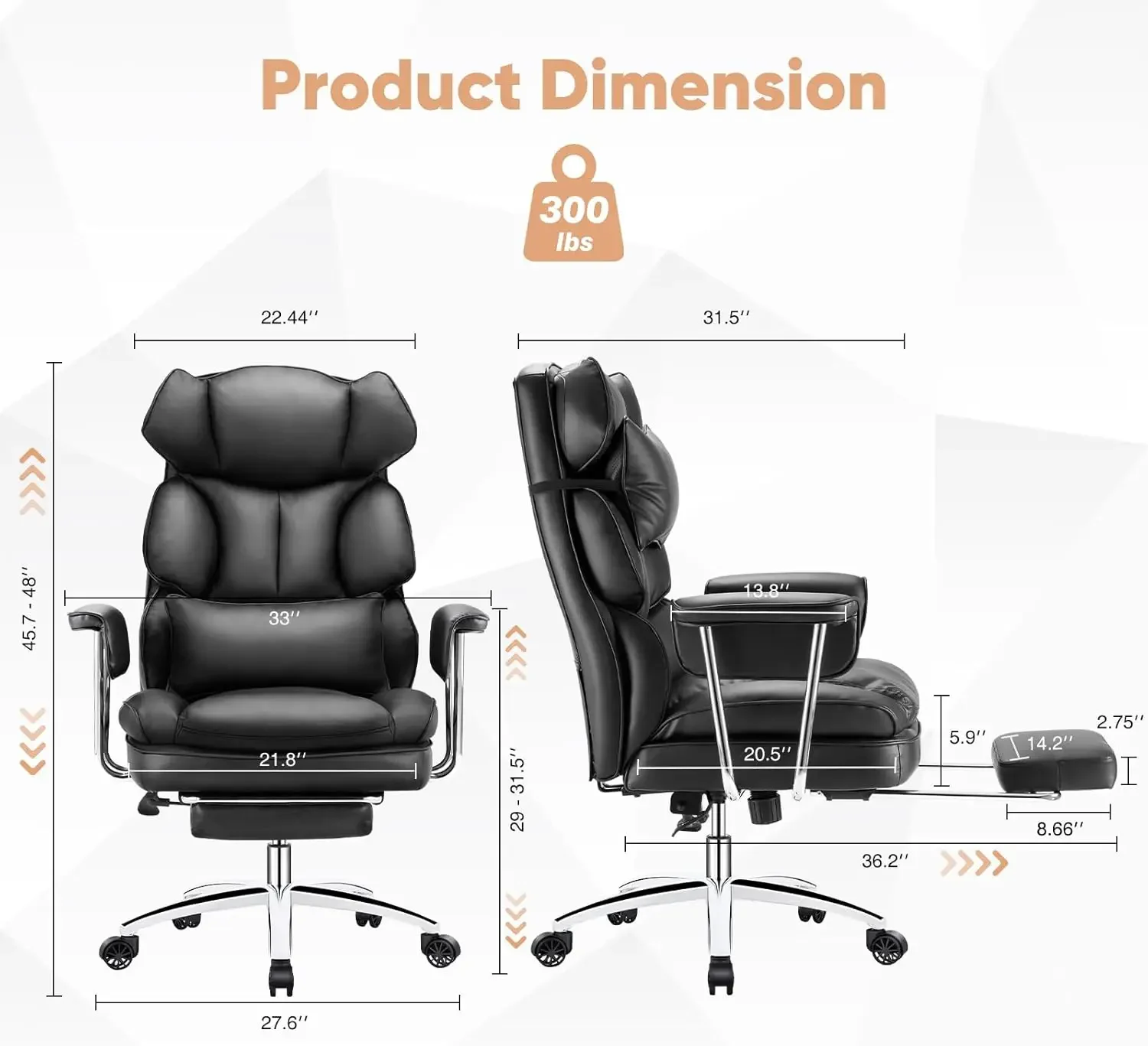 エグゼクティブホームオフィスデスクチェア - 人間工学に基づ - Office Furniture Com のレビューと価格