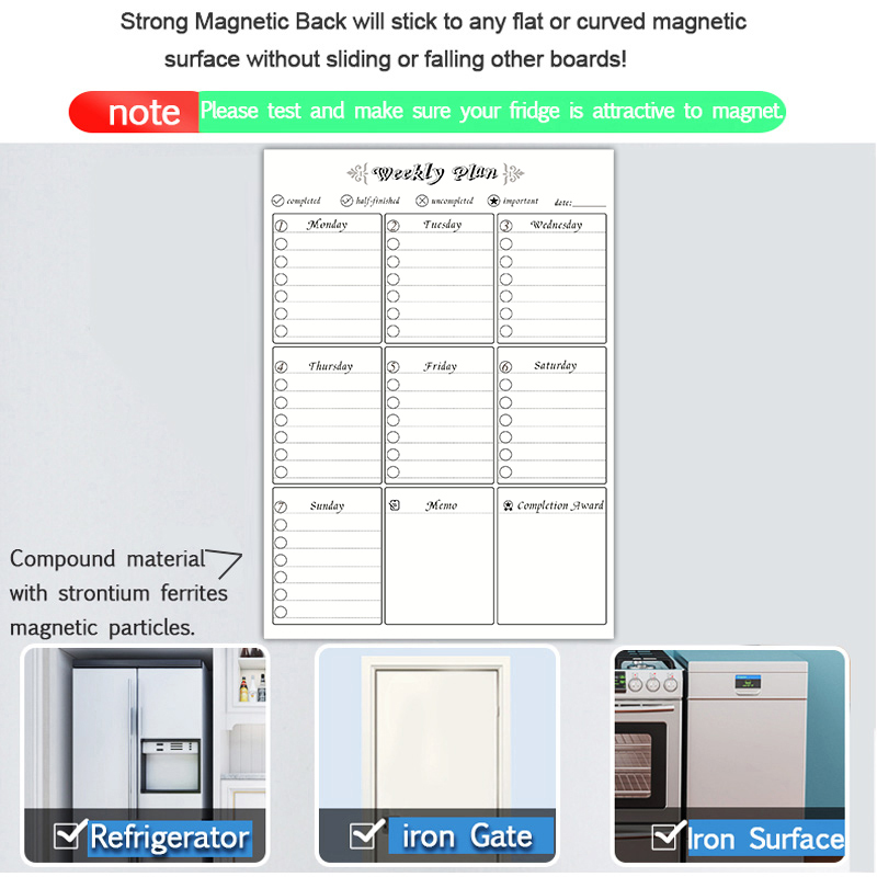 磁気ウィークリーマンスリープランナーカレンダーテーブルドライ - Magnetic Whiteboard Calendar のレビューと価格