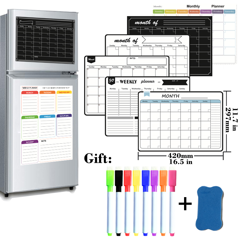 A3 サイズ磁気マンスリーウィークリープランナードライイレー - Magnetic Whiteboard Calendar のレビューと価格
