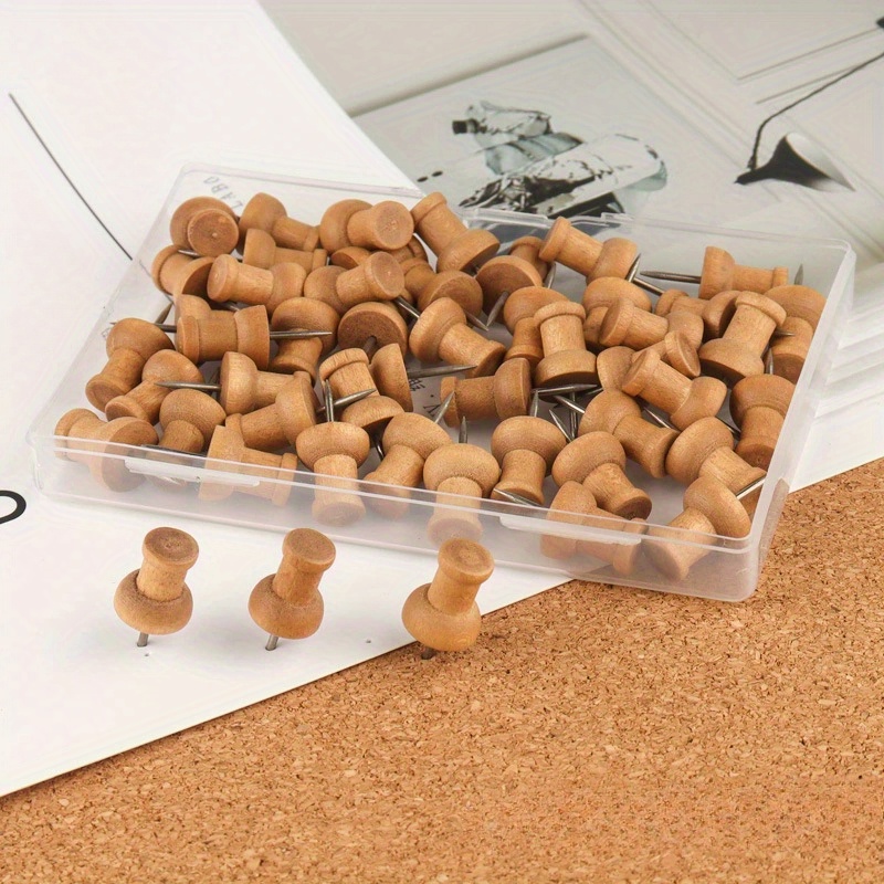 装飾木製プッシュピン - コルクボード、壁、掲示板に最適 | - Bulletin Board Cork のレビューと価格