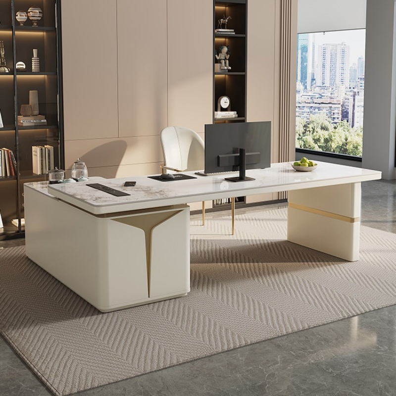 モダンな多機能ボスデスク、収納付き、シンプルな白いデスクテー - Office Furniture Com のレビューと価格