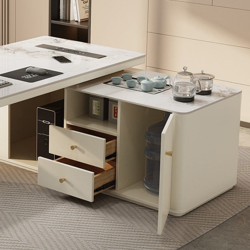 モダンな多機能ボスデスク、収納付き、シンプルな白いデスクテー - Office Furniture Com のレビューと価格