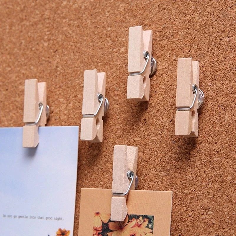 20 ピース/箱クリッププッシュピン木製装飾クリップ付き耐久 - Bulletin Board Cork のレビューと価格