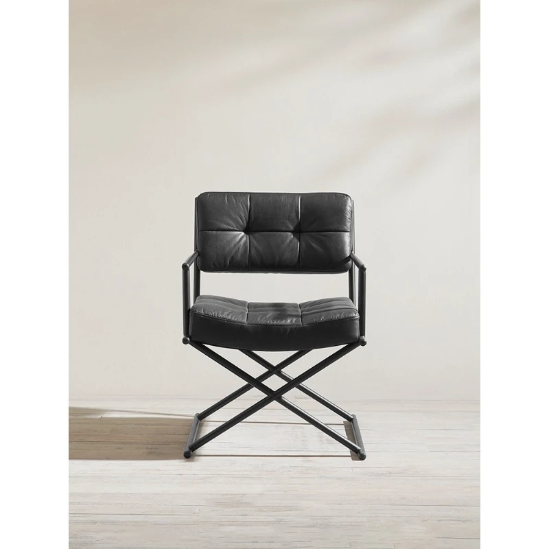 イタリアのミニマリストブラックの第一層牛革錬鉄製ソファチェア - Office Furniture First のレビューと価格